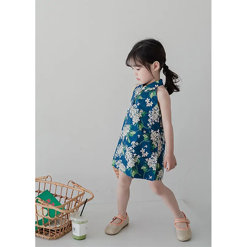 Chinese Stijl Kinderkleding Mouwloos Uniek Ontwerp 2 10 Jaar Oude Meisjes Casual Jurk Voor De Zomer