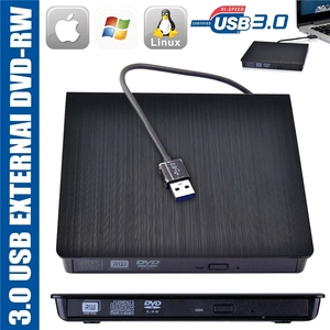 便携式超薄外部USB 3.0 DVD RW DVD-RW CD写入器驱动器刻录机播放器，适用于笔记本电脑