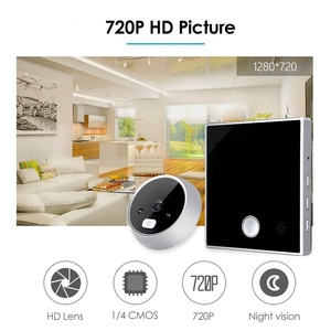 Fábrica al por mayor 720P Video Timbre Puerta Mirilla digital Visión nocturna Intercomunicador bidireccional Visor de puerta Cámara de seguridad para el hogar - Product Image 2