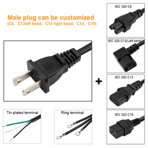 USA Standard Two PIN Plug Online Switch PVC <strong>NISPT</strong>-1 <strong>2</strong>*0.824mm 18AWG Power <strong>Cord</strong> with Tail Half off Processing - Product Image 4
