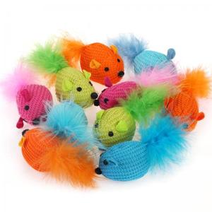 Manufacture Wholesale Colorful <strong>Catnip</strong> Mice Toy with Feather Cat Toy - Product Image 1