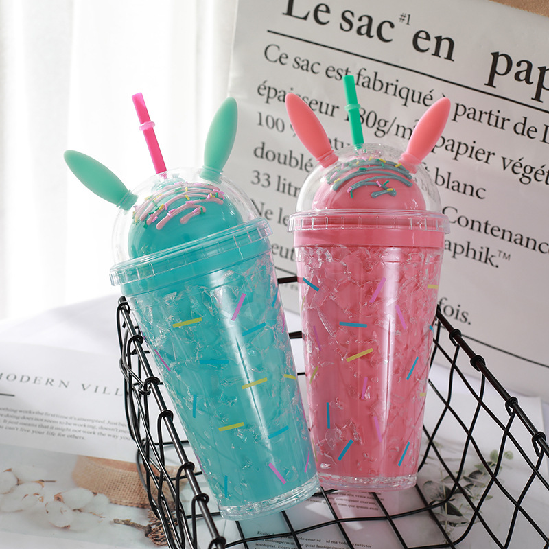 Seaygift 2019 sıcak satış yeni moda lüks çift duvar yalıtımlı plaj 16oz plastik kapaklı kupa ve payet toptan - Product Image 5