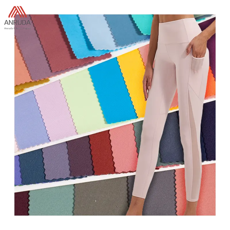 A2308 Großhandel Lager Aktivbekleidung Polyamid Elastan 4 Wegen Dehnung Trockenfit Nylon Elasthan Yoga-Bekleidung Leggins Stoff