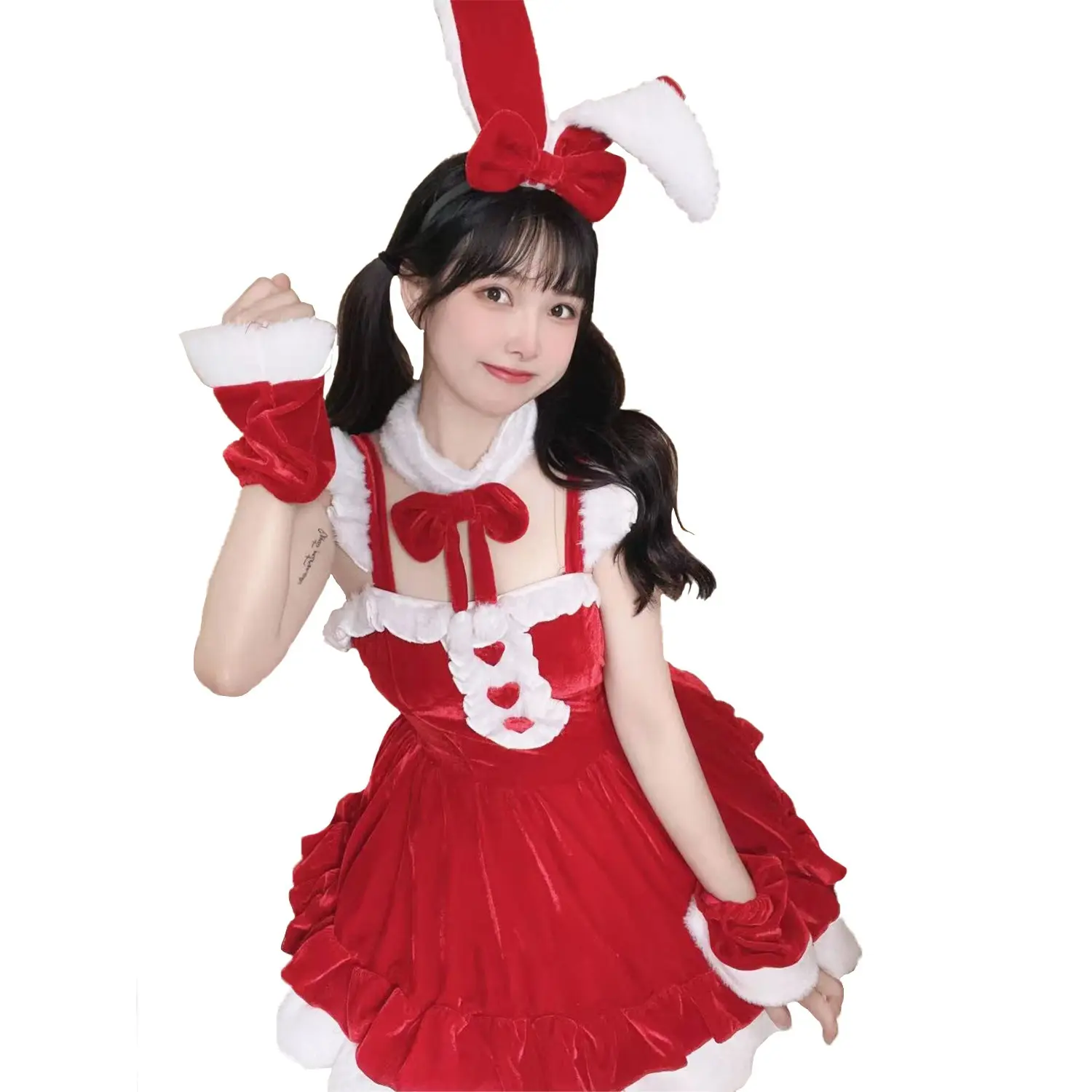 مشاركة صورة جديدة أكبر زي عيد الميلاد الجديد هالوين تأثيري لوليتا رغبة نقية أحمر فتاة أرنب لطيف