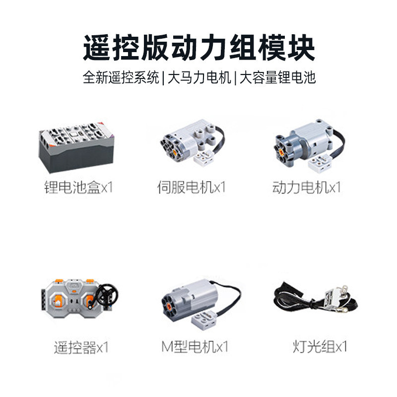 Remote-controlled power unit with lights (building block race car not included)