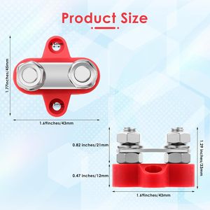 2 PCS Power Distribution Block Bus Bar 12v 200a Battery Wire Terminal Block M8 <strong>Dual</strong> Studs Battery Distribution Block <strong>Busbar</strong> - Product Image 2