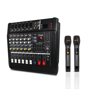 <strong>6</strong> Channel Sound Console Powered <strong>Audio</strong> Mixer <strong>Interface</strong> with Recording System 2 Wireless Microphone - Product Image 1