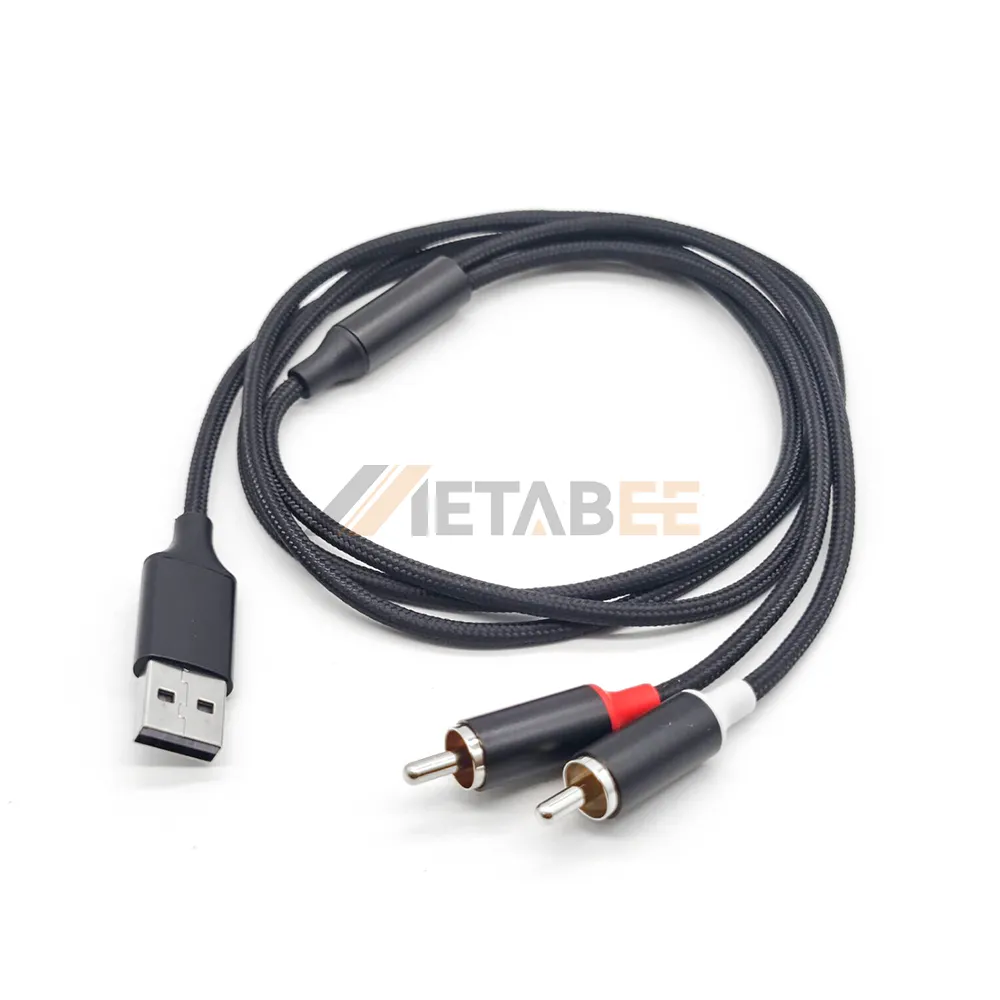 Répartiteur USB vers double mâle RCA Câble audio auxiliaire 2 en 1 100cm