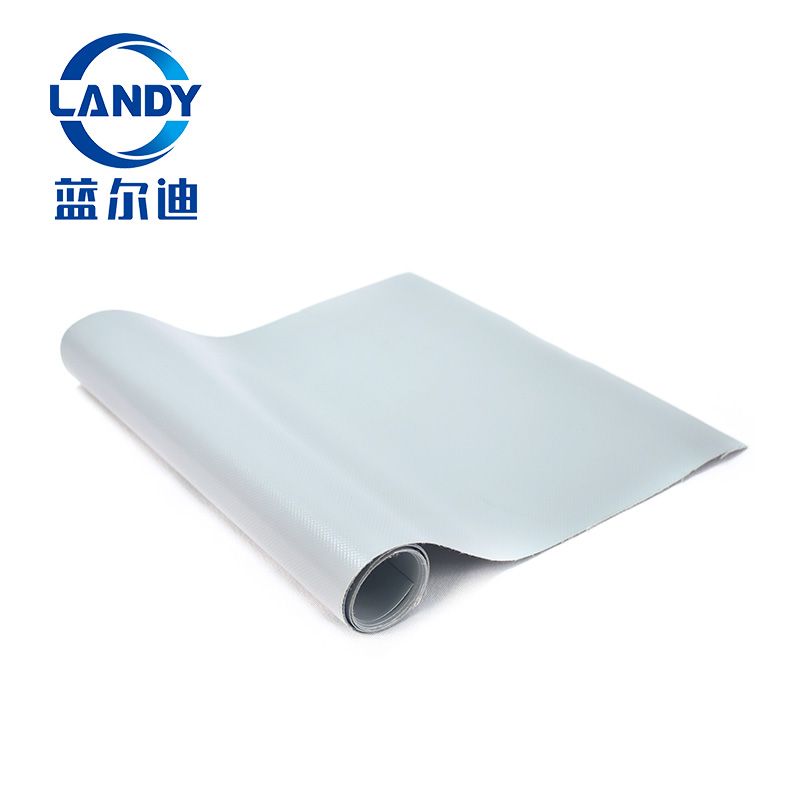 Couverture de sécurité pour piscine en PVC gris clair