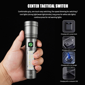 2025 không thấm nước tự vệ Độ sáng cao Led đèn pin USB có thể sạc lại hợp kim nhôm Zoomable LED Torch ánh sáng - Product Image 4