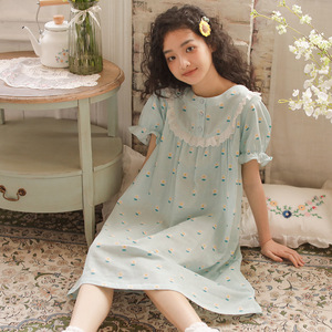批发夏季简约可爱纯棉女式睡衣连衣裙 - Product Image 4