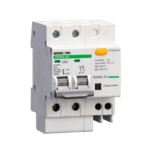 Disyuntor de corriente residual 1P + N <span class=keywords><strong>2P</strong></span> 3P 3P + N 4P RCBO 6KA 30mA con protección contra sobrecorriente, Instalación en riel Din, RWM5L-63 - Product Image 1