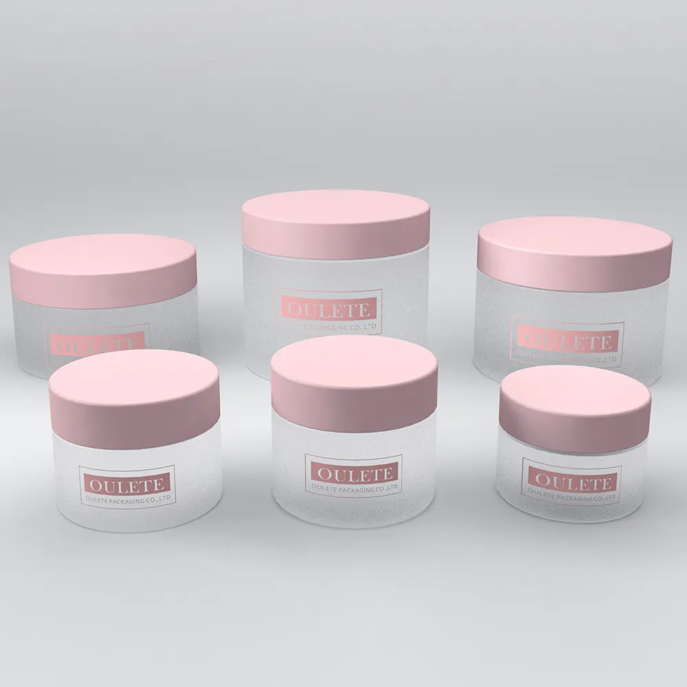 Ml de 15 30ml ml 60 50ml 100ml 200ml 250ml PET claro cosméticos frascos de creme de plástico esfoliante labial recipiente com Tampa rosa