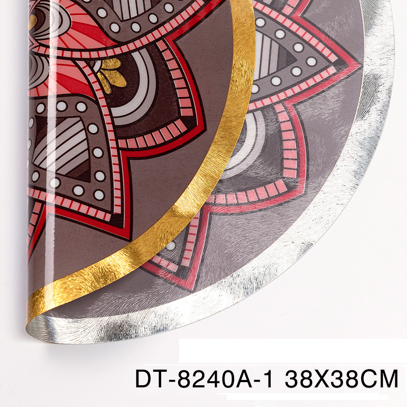 Bohemian Eco-friendly Waterproof Gold Vinyl PVC Round Placemats