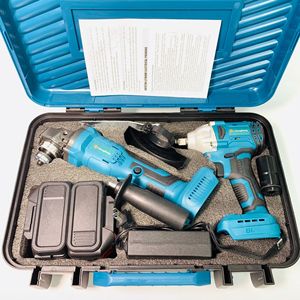 一套2pcs 20v电动工具套件可充电锂无刷电动角磨机C01无绳扳手组合工具组 - Product Image 4