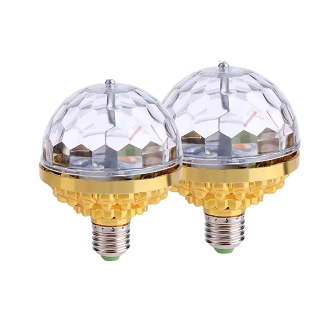 4パックディスコ電球回転ライト3WE27RGBパーティー電球パーティー用LEDクリスタルステージライト