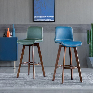 أثاث بار اسكندنافي من القماش من قماش الكتان مع مسند ظهر منحني للمطبخ - Product Image 3