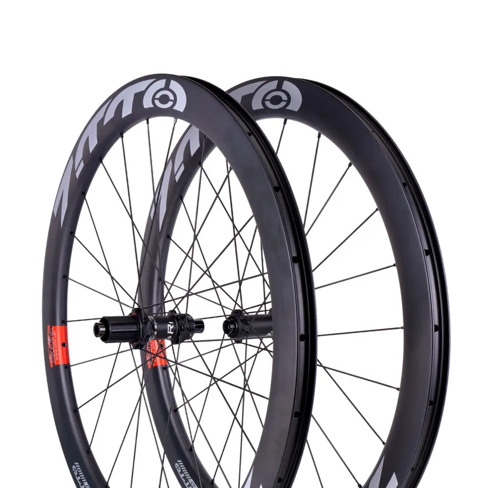 ZTTO Roda Rem Sepeda, Roda Sepeda Serat Karbon Tubeless 38Mm 45Mm 50Mm Aero Rim 142 Melalui Poros 6 Pawls Hub R1