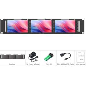 FeelworldT51 PLUS Triple 5 "2RU 800x480 Broadcast LCD Monitor de montaje en rack con 3G-SDI, HDMI, entrada y salida AV - Product Image 3