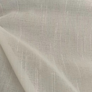 优雅纹理亚麻白色灰色薄纱涤纶面料，用于窗户滤光窗帘 - Product Image 6