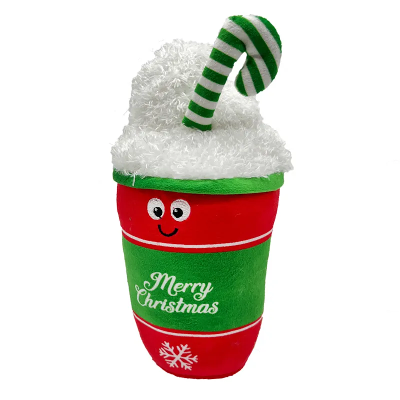 Высококачественная Рождественская чашка для собак, новинка, плюшевая игрушка для домашних животных, пищалка, мороженое, Рождественская игрушка для собак