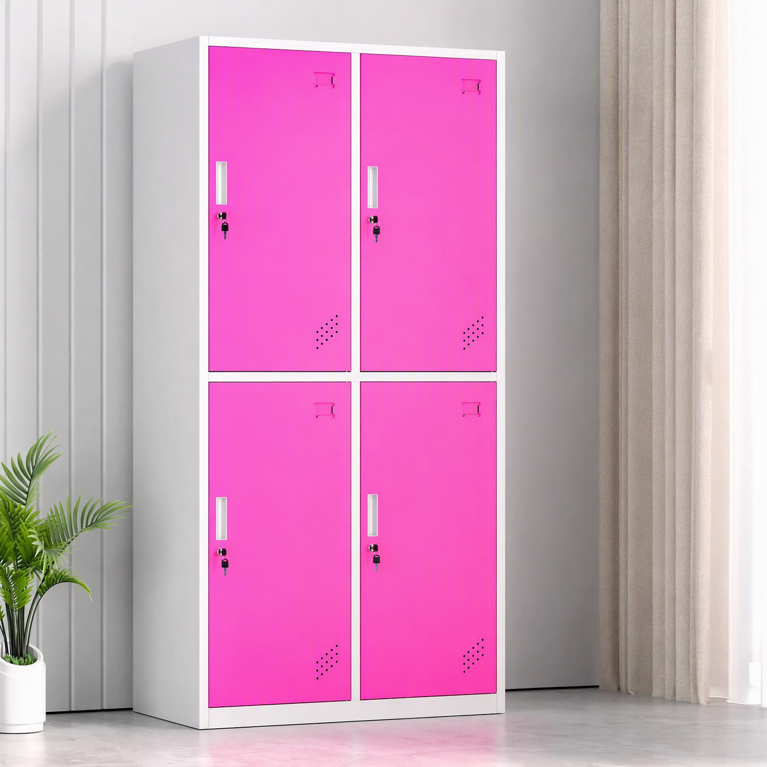 Rosa y blanco, 4 puertas.