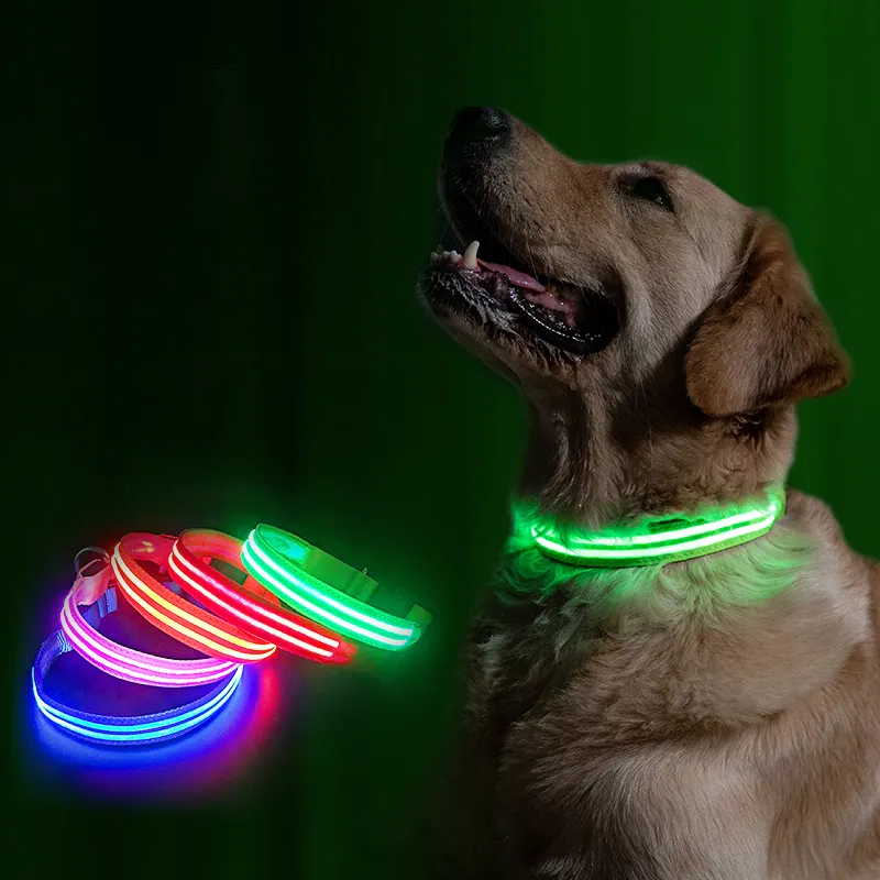 Collar de gato Led para mascotas, resistente al agua, recargable por Usb, de nailon, Con luz intermitente