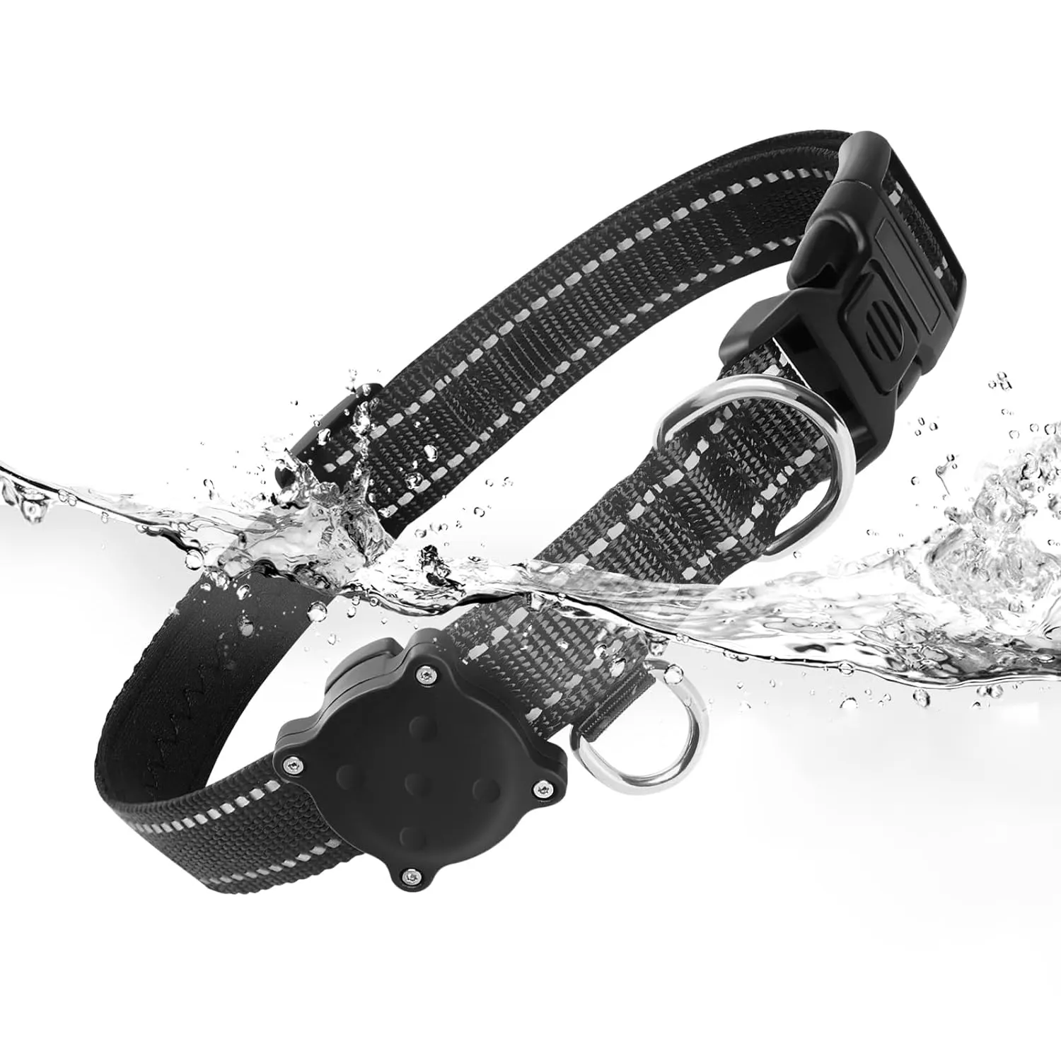 NiBao Airtagar Nylon Collar with Waterproof Air Tag Holder And Durable Padded Reflective Dog Pet Collars