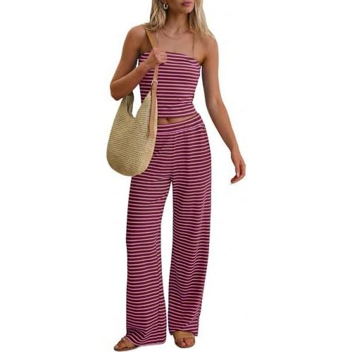 Wine Red Pink Stripe