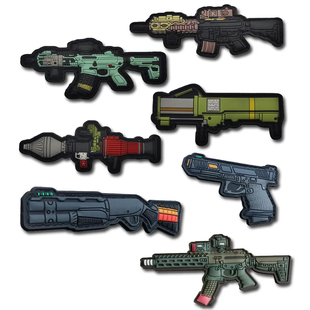 Badge tactique 3D en PVC, en caoutchouc, pour l'extérieur, crochet et boucle, patch RPG Bazooka