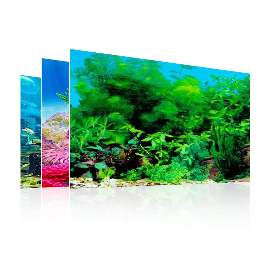 Üretici akvaryum arka plan Sticker çift taraflı balık tankı dekoratif resimler sualtı zemin dekor
