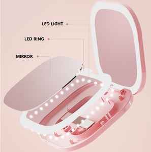小型方形发光二极管发光矩形化妆镜手持式可折叠化妆镜 - Product Image 5