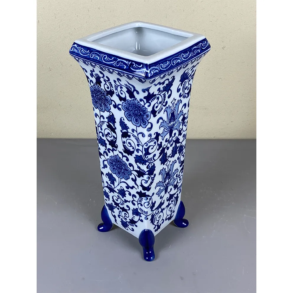 Chinesische antike Porzellan blaue und weiße Blumenvase 37cm Blumen blau und weiß Porzellan Schirmst änder