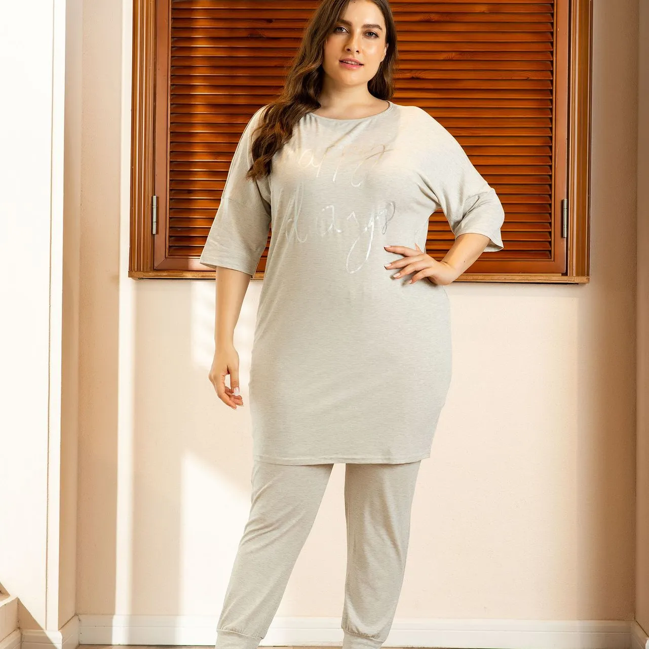 Camisón de algodón para mujer, conjuntos de pijamas de talla grande para el hogar
