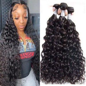 100% ナチュラル未処理ビルマカーリーヒューマンヘアエクステンションウォーターウェーブアンウィーフテッド安い編組ウィッグバルクマシンなしダブル横糸