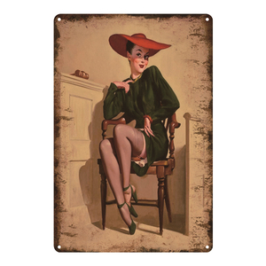 Pinup Poster Sexy Cô Gái Phụ Nữ Retro Mảng Bám Kim Loại Tin Đăng Pin Up Quán Cà Phê Trang Trí Tường Tấm Bar Salon Nhà Hàng Trang Trí Nội Thất - Product Image 3