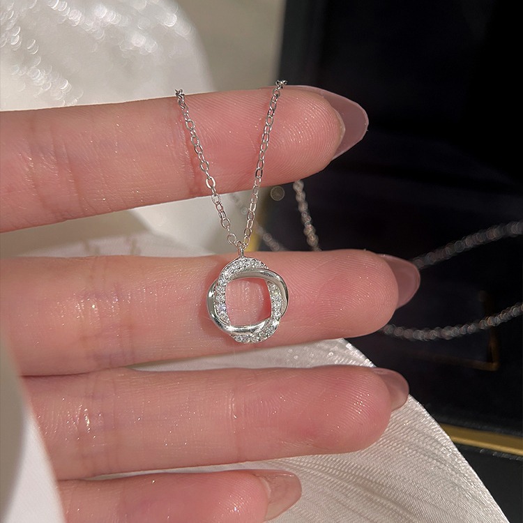 Silver-Rose Hoop Necklace