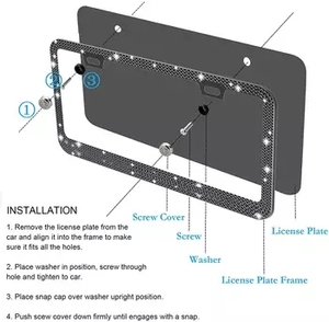 Chất lượng cao New Car Styling Bling long lanh đá quý Rhinestone Giấy phép số tấm khung với giá nhà máy - Product Image 6
