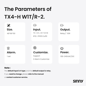 Hot Sale Sinny LED Display TX4 48*96 <strong>SSR</strong> Relay <strong>Output</strong> K J Pt100 Input Thermostat Digital PID <strong>Temperature</strong> <strong>Controller</strong> - Product Image 4