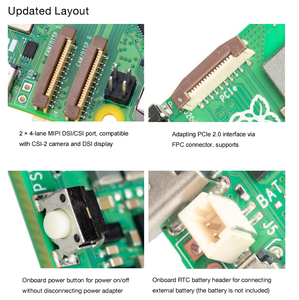 Industriale RPi 5 RP1 IO Controller a bordo RTC pulsante di accensione UART Debug intestazione attivo Cooler GPIO PoE + cappello pronto