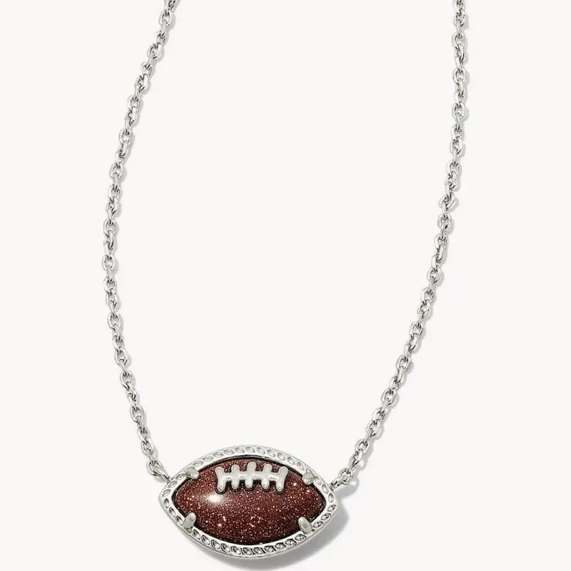 Independence Day Football Irregular Golden Sandstone Fish bone Necklace D-Day Gift Necklace Natural stone Necklace