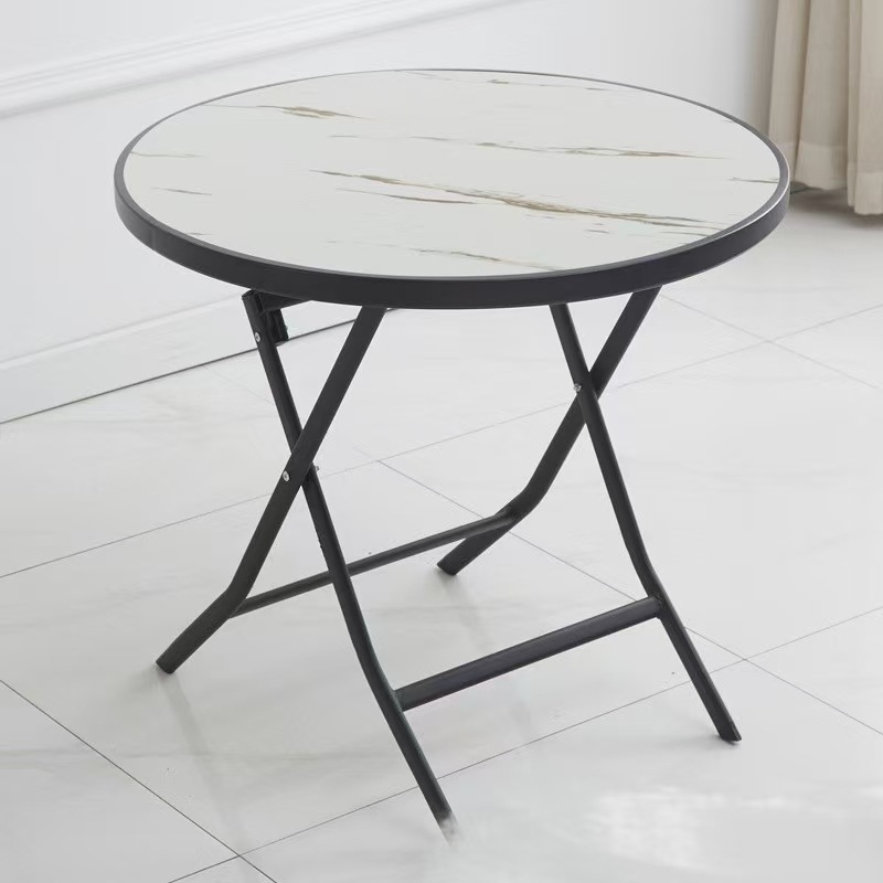 Round table with white marble pattern
