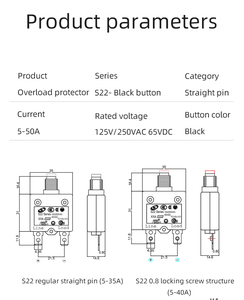 CHENF 20 Amps Thermal <strong>Circuit</strong> <strong>Breaker</strong> S11 Series 125-250V <strong>AC</strong> 50V DC Push Button Manual <strong>Reset</strong> 20A Thermal Overload Protector - Product Image 3