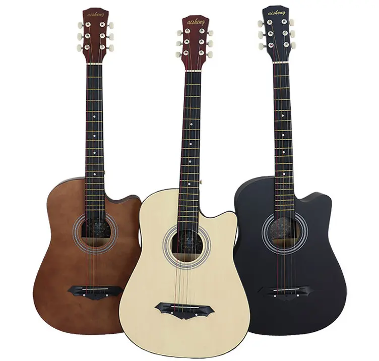 Guitare acoustique en bois de 38 pouces, style japonais, bon marché, service OEM, livraison directe depuis l'usine chinoise