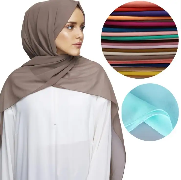 Grosir Tersedia 61 Warna Syal Sifon Polos Jilbab Wanita Muslim Sifon Bungan Tudung Wanita Syal Wanita