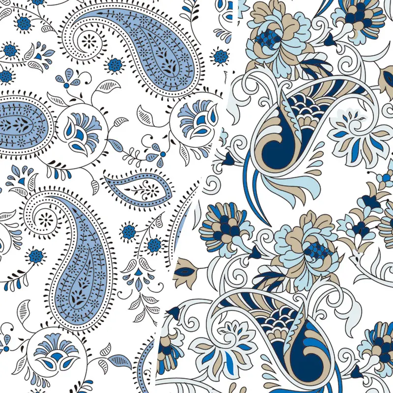 Al por mayor personalizado único patrón de Paisley tejido liso de impresión (7 patrones) uso para la ropa de cama