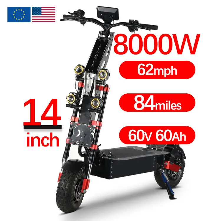Scooter poderoso do armazém da ue, rápido, 8000 w, adulto, 60v, 5600w, suspensão dupla, 8000 w, scooter elétrico, com bateria removível