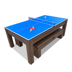 Hot Selling <strong>3</strong>-in-1 <strong>Multi</strong> <strong>Game</strong> Dinner <strong>Table</strong> <strong>with</strong> Storage Space Pool <strong>Table</strong> <strong>with</strong> Dinner Top Two Sofa Benches MDF Cushion Material - Product Image 4
