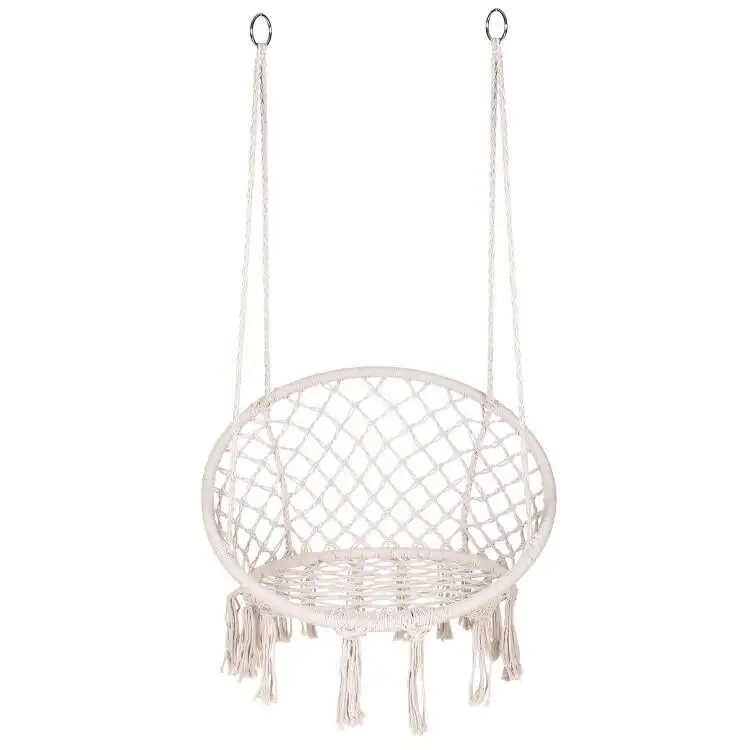 Macrame cadeira balanço de algodão, cadeira balanço acessórios kits de equipamento para pendurar em árvore no interior e exterior