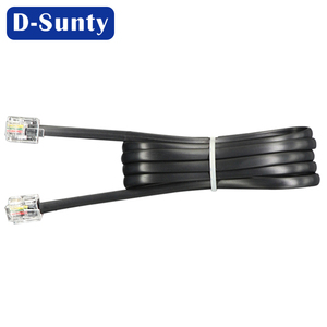 Beyaz 5M 4 çekirdekli 32AWG telefon hattı düz kablo RJ11 konnektör kablosu 6P 4C bakır kablo Patch Panel iletişim kabloları - Product Image 5